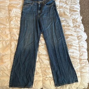rag & bone LORI Mid-Rise Wide Leg Jeans in Medium Blue